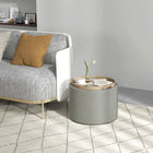 HOMCOM - Table basse ronde avec plateau, espace de rangement et revêtement - gris-Rangement caché sous l’assise pour divers objets 