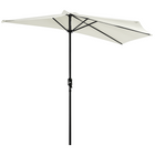 Outsunny - Parasol demi-rond de patio avec manivelle et 5 baleines - 9 pi - beige-Diamètre : 9 po, structure à 5 baleines solides. 4,5 po du mur à la pointe du parasol