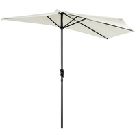 Outsunny - Parasol demi-rond de patio avec manivelle et 5 baleines - 9 pi - beige-Diamètre : 9 po, structure à 5 baleines solides. 4,5 po du mur à la pointe du parasol