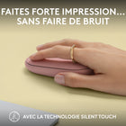 Logitech - Pebble Mouse 2 M350s fine sans fil Bluetooth, portable, légère, boutons personnalisables - Rose-Faites discrètement forte impression: laissez votre travail parler plus fort que vos clics. La discrète souris Pebble Mouse 2 M350s dotée de la technologie Silent Touch élimine 90% du bruit des clicsv
