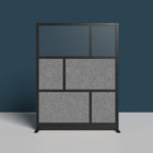Luxor - Mur modulaire 53 x 70 - Cadre noir segmenté, fenêtre givrée, PET gris frais-S'intègre au système de cloisons de séparation pour des configurations évolutives