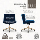 Elle Décor - Fauteuil jambes croisées Arabella recouvert de tissu - Bleu-Approuvé par l'Association américaine de chiropratique