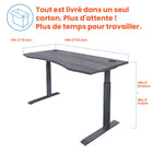 Motionwise - Bureau courbé ergonomique série M3 PRO Motionwise, 30 po x 60 po, électrique assis-debout, double moteurs - Gris Rustique-8