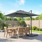 Outsunny - Parasol déporté carré pour terrasse avec rotation à 360° - 8 pi x 8 pi - gris foncé-La structure en aluminium léger résiste à la rouille, idéale pour une utilisation extérieure à long terme