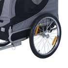 PawHut - Remorque de vélo pour chien, chariot pliable pour voyage, gris-Bandes réfléchissantes et drapeaux rouges pour plus de sécurité 
