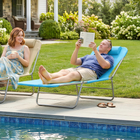 Outsunny - Chaise longue d’extérieur - chaise pliante inclinable réglable - bleu-Dossier réglable en 5 positions - de 0 à 180 degrés pour répondre à vos besoins de confort
