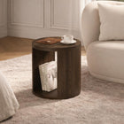 Manhattan Comfort - Table d’appoint contemporaine Alure 20" - Noyer-Compartiment de rangement vertical ouvert pour livres, objets décoratifs ou essentiels du quotidien