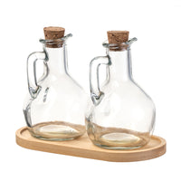 Splash - Ensemble de 2 distributeurs à huile et vinaigre en verre avec plateau-Lavage à la main seulement