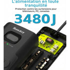 Huntkey - Parasurtenseur multiprise avec 12 prises et 3 ports USB (2 USB-A et 1 USB-C à charge rapide 20 W), cordon de 6 pi avec fiche plate - noir-7