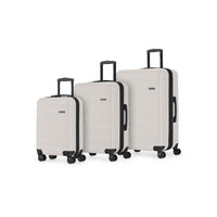 Swiss Mobility - SEA Ensemble de 3 valises rigides - Lait d'avoine-Doubles roues pivotantes à 360 degrés pour un roulement fluide et silencieux
