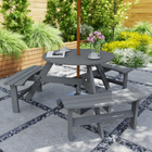 Outsunny - Ensemble table de pique-nique avec bancs et trou pour parasol pour 6 personnes - gris-Structure en bois massif stable pour une utilisation quotidienne fiable