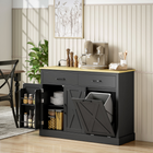 HOMCOM - Buffet style ferme avec station de charge et rangement poubelle dissimulé - noir-Bac basculant caché de 7 gallons pour garder la cuisine propre. Peut également servir de panier à linge 