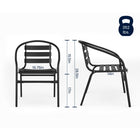 Table carrée de 31,5 po en verre/métal et 4 chaises empilables noires en aluminium avec dossier à lattes (TLH-0732SQ-017CBK4-GG)-5