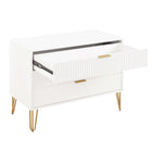 Manhattan Comfort - Dumbo commode moderne et commode haute à 5 tiroirs - blanc - ensemble de 2-Assemblage « Snap It » Comprend des rainures internes de haute qualité pour un assemblage simple, aucun outil requis