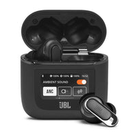 JBL - Tour Pro 2 Écouteurs sans fil avec Réduction de Bruit - Noir-Contrôlez les paramètres des écouteurs, gérez les appels et la lecture, contrôlez vos paramètres audio et le niveau de la batterie, et réglez votre alarme sans sortir votre téléphone, à travers l’écran de l’étui de recharge