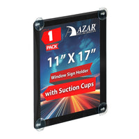 Azar - Porte-affiche à chargement latéral vertical/horizontal pour vitrine - Noir-Comprend quatre ventouses transparentes pour la fixation