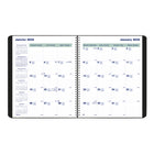 Blueline - 2024-2025 agenda mensuel - 9-1/4 po x 7-1/4 po - Noir - Bilingue-Calendrier de référence du mois passé, courant et des 4 mois suivants sur chaque page double