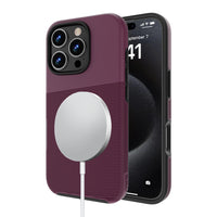 AXS - PROTech Plus MagSafe Compatible Sleek Dual-layered Anti-Shock Case for Apple iPhone 16 Pro - Sangria-Résistant aux chutes jusqu’a 10 pieds