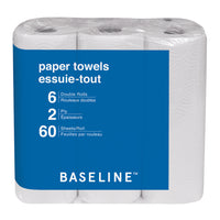 Baseline - Essuie-tout - Paquet de 6-Feuilles résistantes et absorbantes à 2 couches pour un nettoyage efficace.