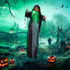 HOMCOM - Accessoire animatronique pour Halloween monstre vert à grande bouche-S'active automatiquement par le toucher ou des sons forts, ou manuellement à l'aide d'un bouton 