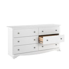 PrepacMD – Commode à 6 tiroirs Monterey, blanc, 29 po-Dotés de bords supérieurs courbes, de moulures latérales, un panneau de base festonné et de poignées solides en étain foncé