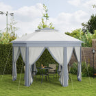 Outsunny - Tente auvent pliante 13 pi l x 13 pi L pour l pi Lextérieur - Gris-Toile en polyester résistante à l’eau et anti-UV, bloque les petites pluies et les rayons nocifs