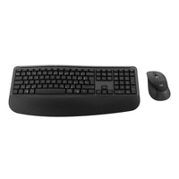 Logitech - Signature Comfort Plus MK880 ensemble clavier et souris sans fil - Noir - Français-Confort de saisie tout au long de la journée : avec un repose-poignets incurvé en mousse doublé épaisseur pour un soutien doux et ajustable, ce clavier Bluetooth favorise une position de frappe naturelle pour travailler plus longtemps