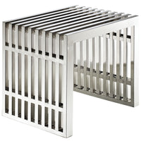 Modway - Gridiron Petit Acier inoxydable Banc - Argent-Un banc ou une table d’appoint moderne parfaite