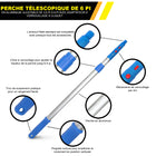 Gritt Commercial - Ensemble de nettoyage de vitres - Raclette pivotante de 18 po pour fenêtres - Perche télescopique de 6 pi - Lot de 3-Changez facilement les lames grâce au clapet à dégagement rapide pratique