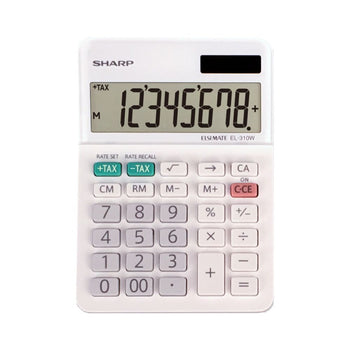 Calculatrice De Bureau Sharp EL-310WB - LCD 8 Chiffres, Double Alimentation (solaire/pile) - Blanc - 3