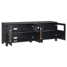 Hudson&Canal - Meuble TV Holbrook pour téléviseurs jusqu'à 75" - Grain noir-Nettoyer avec un chiffon doux et sec, sans produits chimiques agressifs ni produits de nettoyage abrasifs