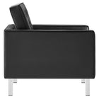 Modway - Loft Touffe Cuir végane Fauteuil et ensemble ottoman - Argent noir-Capsules de pied non marquées
