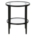 Hudson&Canal - Table d'appoint ronde Hera de 50 cm de largeur avec étagère en verre, - Bronze noirci-Comprend un plateau et une étagère en verre trempé
