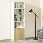 HOMCOM - bibliothèque haute à 6 niveaux avec armoire à double porte - chêne-Cette étagère peut être utilisée comme meuble d’exposition, étagère de rangement ou support pour plantes 