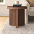 Hudson&Canal - Table d'appoint ronde cannelée Holm de 56 cm de large, finition noyer satiné-Nettoyer avec un chiffon doux et sec, sans produits chimiques agressifs ni produits de nettoyage abrasifs