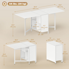 HOMCOM - Table à manger pliante à abattant 67 po avec étagères de rangement pour 4 personnes - blanc-Équipée de 4 étagères spacieuses sous le plateau pour un rangement organisé