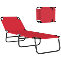 Outsunny - Chaise longue pliante - chaise de bronzage 5 positions - rouge-Bronzez ou détendez-vous ensemble autour de la piscine