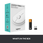 Logitech Pebble souris sans fil avec Bluetooth ou récepteur 2,4 GHz - Blanc-Nano-récepteur : 18,7 x 14,4 x 6,1 mm, 1,8 g