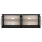 Hudson&Canal - Meuble TV Thornwell pour téléviseurs jusqu'à 78 pouces avec portes vitrées - Grain noir/Aulne blanc-Nettoyer avec un chiffon doux et sec, sans produits chimiques agressifs ni produits de nettoyage abrasifs