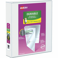 Avery® - Reliure de présentation durable à anneaux obliques en D, 2 po, blanc-Les panneaux avant et arrière plus larges couvrent complètement les onglets et séparateurs standard