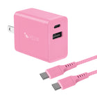 Helix - Chargeur mural USB-C + USB-A avec câble - 20 W, Rose-20 W Chargement