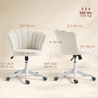 HOMCOM - Chaise de bureau pivotante sans accoudoirs aspect velours à hauteur réglable - crème-La fonction d’inclinaison permet un balancement relaxant