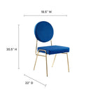 Modway - Craft Performance Velvet Fauteuil d’appoint de salle à manger - Marine d’or-Revêtement en velours de performance