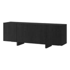 Hudson&Canal - Meuble TV rectangulaire cannelé Harold pour téléviseurs jusqu'à 75 po - Noir veiné-Il comporte 4 portes et 3 compartiments de rangement séparés offrant un espace de rangement généreux