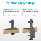 ShoppingAll Support de bureau pour écran LCD avec bras à double ressort à gaz entièrement réglable - Noir-Pivotement de +/-90 degrés dans les deux sens