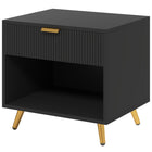 HOMCOM - Table de nuit avec panneau cannelé - noir-Finition noire moderne et panneau cannelé qui subliment n'importe quelle pièce 