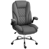 HOMCOM - Fauteuil de bureau avec accoudoirs relevables - gris foncé-Le rembourrage en mousse haute densité à double couche assure un confort d'assise supérieur 