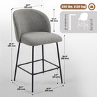 HOMCOM - Tabourets de bar modernes hauteur comptoir 27 po avec dossier - gris foncé - paquet de 2-Assise large avec mousse épaisse pour un confort toute la journée et des moments de détente 

