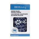 BIOS Living - Couverture chauffante cicro-peluche - Marine avec flocons de neige-10 réglages de chaleur