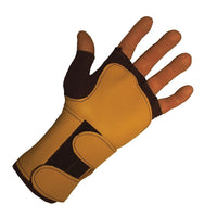 IMPACTO® 703-20 MOYEN Paire Gant Antichocs avec support de poignet en cuir, sans doigts, coussinet gel paume, nylon-1